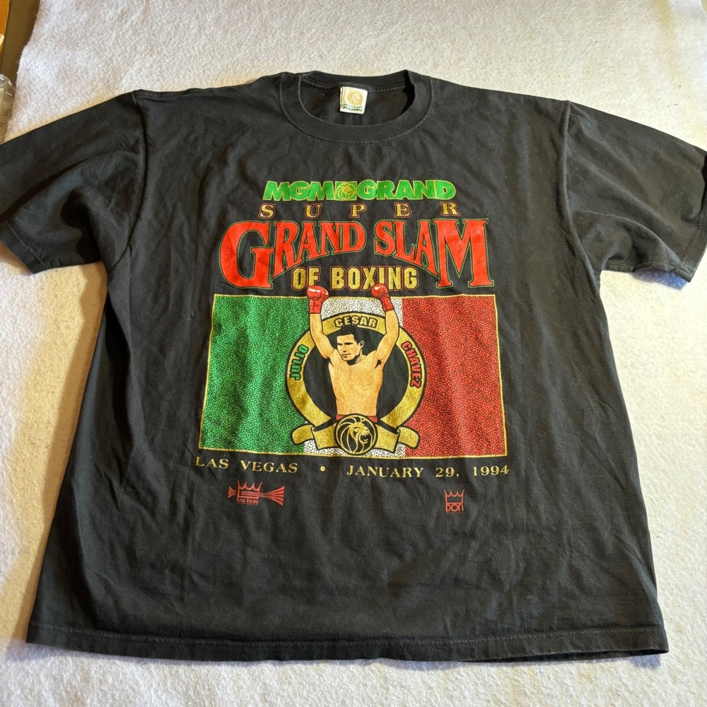 Vintage 1994 MGM Grand Super Grand Slam Boxing T Shirt Julio Cesar Chavez XL‎